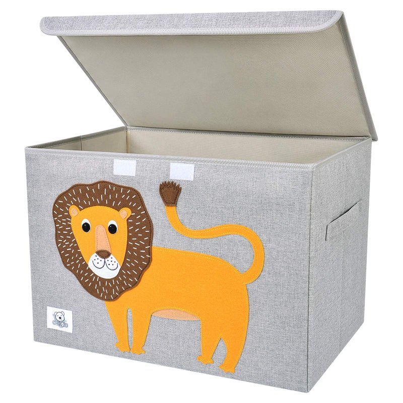CLCROBD Foldable Large Kids Toy Chest with Flip-Top Lid, Collapsible Fabric Animal Toy Storage Organizer/Bin/Box/Basket/Trunk for Toddler, Children and Baby Nursery (Lion) - Image 1